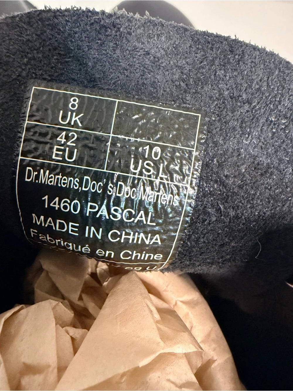 Dr Martens 1460 W Air Wair Black Nappa Leather 8 Eye Lace Up Boots UK8 EU42 US10